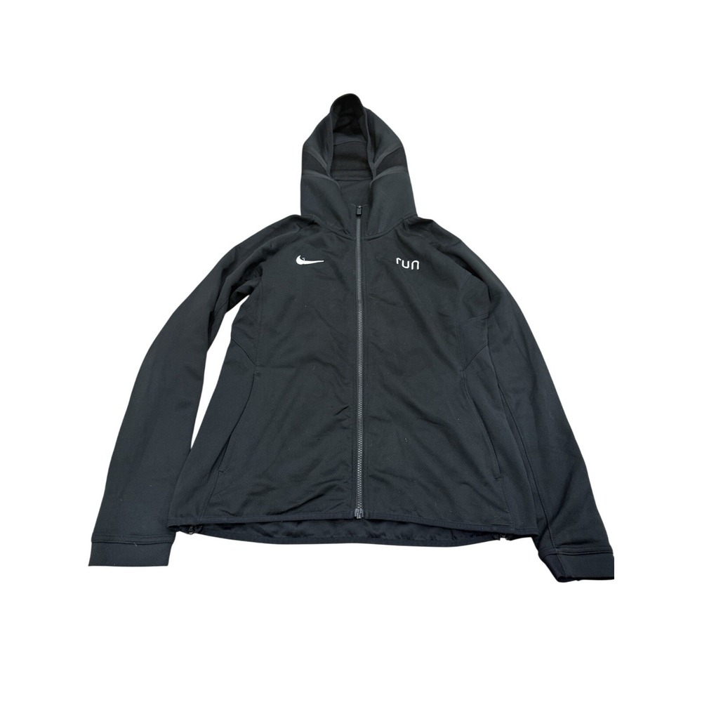 Nike Sweatshirt Men Medium Black Hoodie Swoosh Jacket Active Zip Up Gym Run